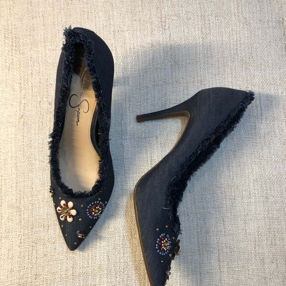 Jessica Simpson brand new denim and studded heels